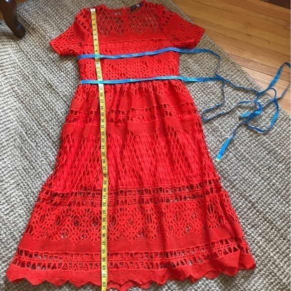 Boo Hoo orange corded lace panel crochet skater dress. Size 6. - Picture 6 of 10